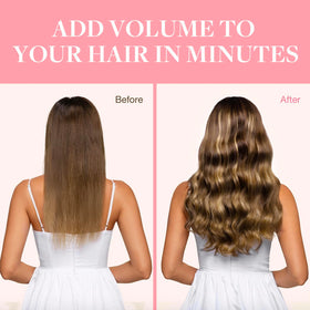 GOO GOO Clip in Hair Extensions on a styling table with tools
