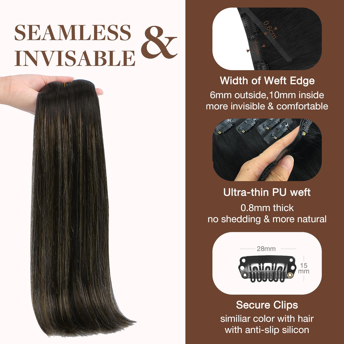 GOO GOO Clip in Hair Extensions packaging and clips