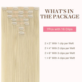 GOO GOO Clip in Hair Extensions packaging and clips detail