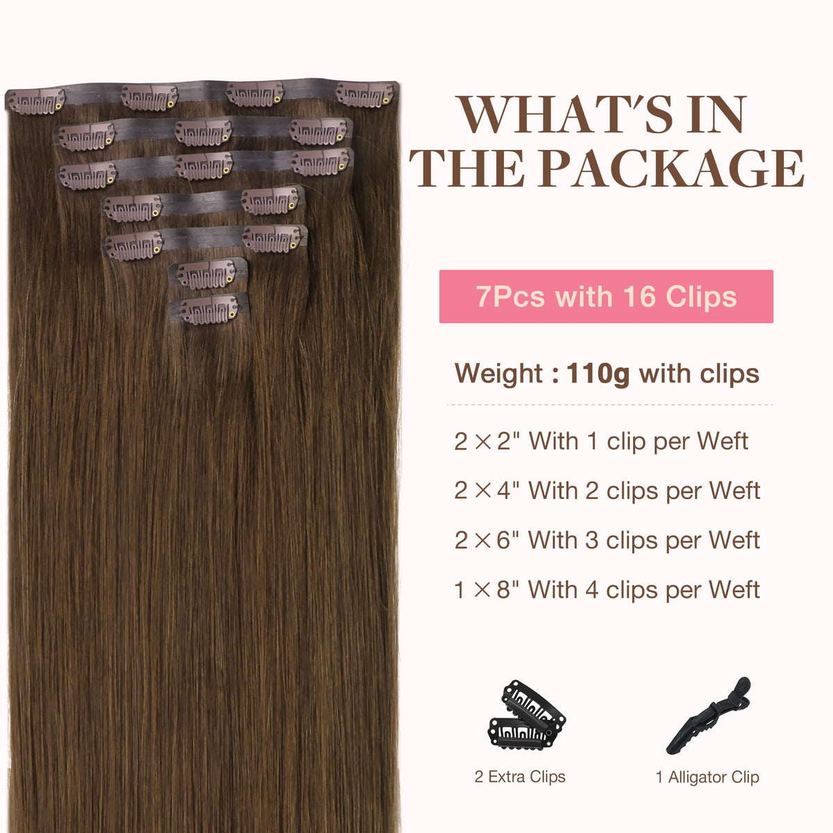 GOO GOO Clip in Hair Extensions packaging and contents
