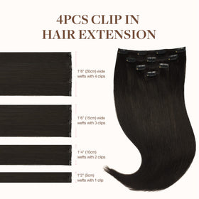 GOO GOO Clip in Hair Extensions packaging with 4 pieces
