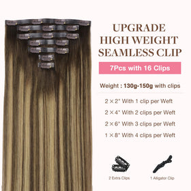 GOO GOO Clip in Hair Extensions packaging with 7 pieces