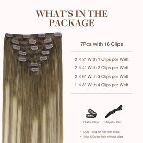 GOO GOO Clip in Hair Extensions packaging with 7 pieces