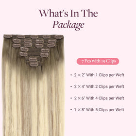 GOO GOO Clip in Hair Extensions packaging with 7 pieces
