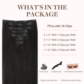GOO GOO Clip in Hair Extensions packaging with 7 pieces
