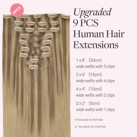 GOO GOO Clip in Hair Extensions packaging with 9 pieces
