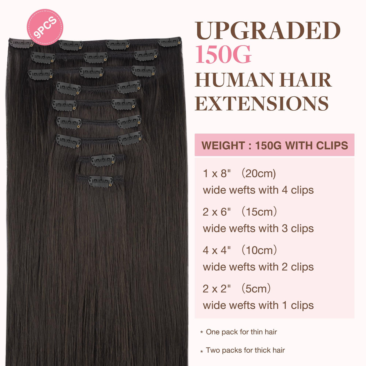 GOO GOO Clip in Hair Extensions packaging with 9 pieces