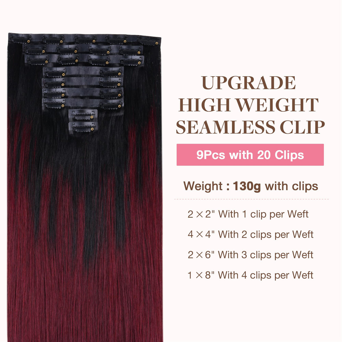 GOO GOO Clip in Hair Extensions packaging with 9 pieces