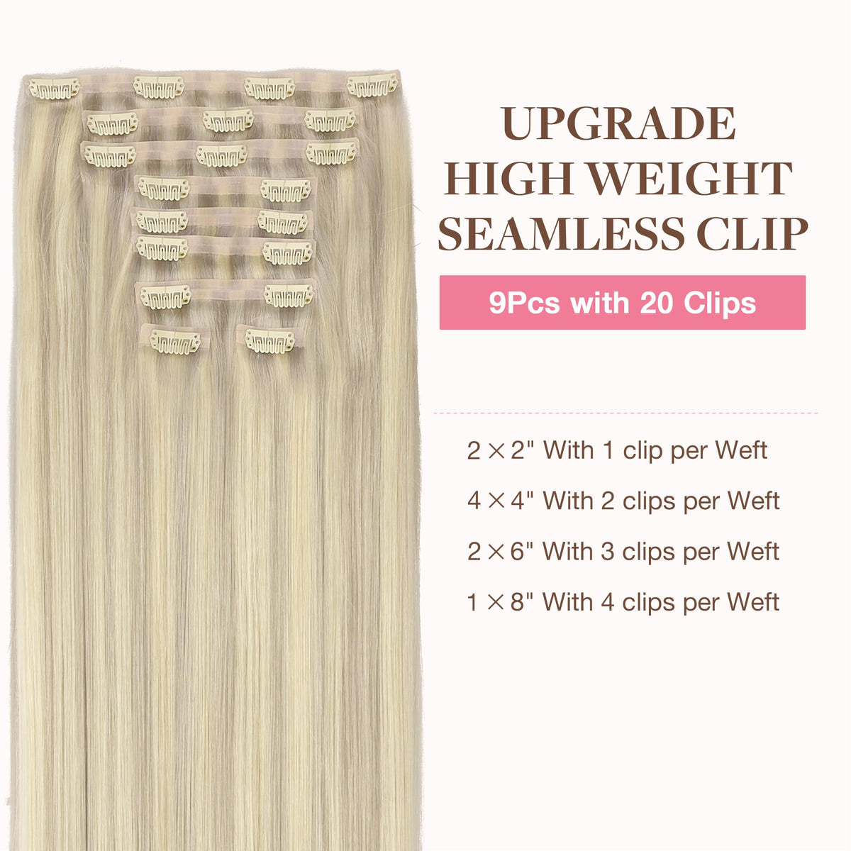 GOO GOO Clip in Hair Extensions packaging with 9 pieces