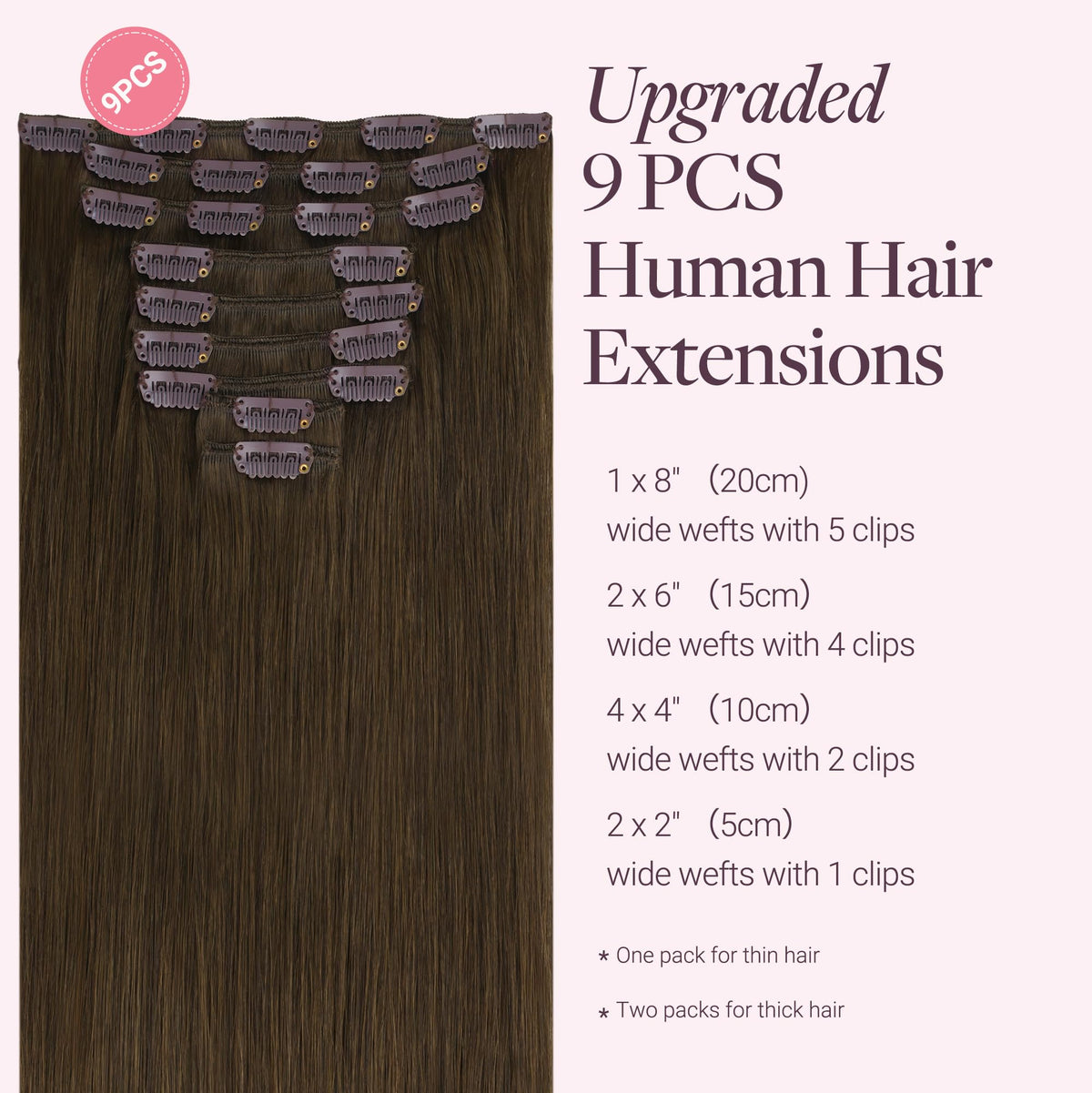 GOO GOO Clip in Hair Extensions packaging with 9 pieces