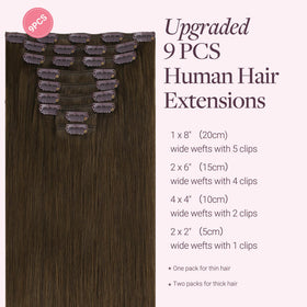 GOO GOO Clip in Hair Extensions packaging with 9 pieces