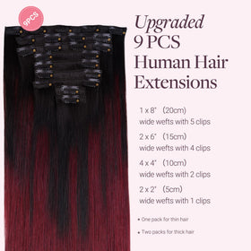 GOO GOO Clip in Hair Extensions packaging with 9 pieces
