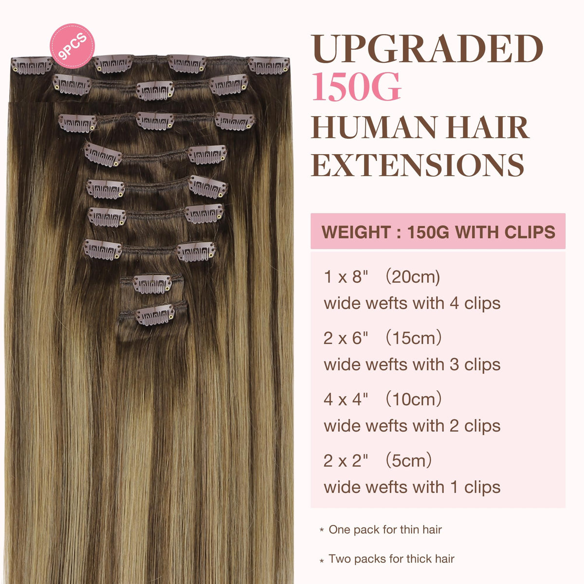 GOO GOO Clip in Hair Extensions packaging with 9 pieces