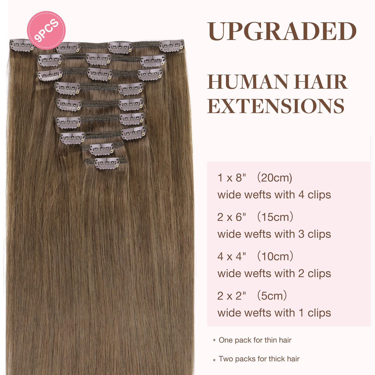 GOO GOO Clip in Hair Extensions packaging with 9 pieces