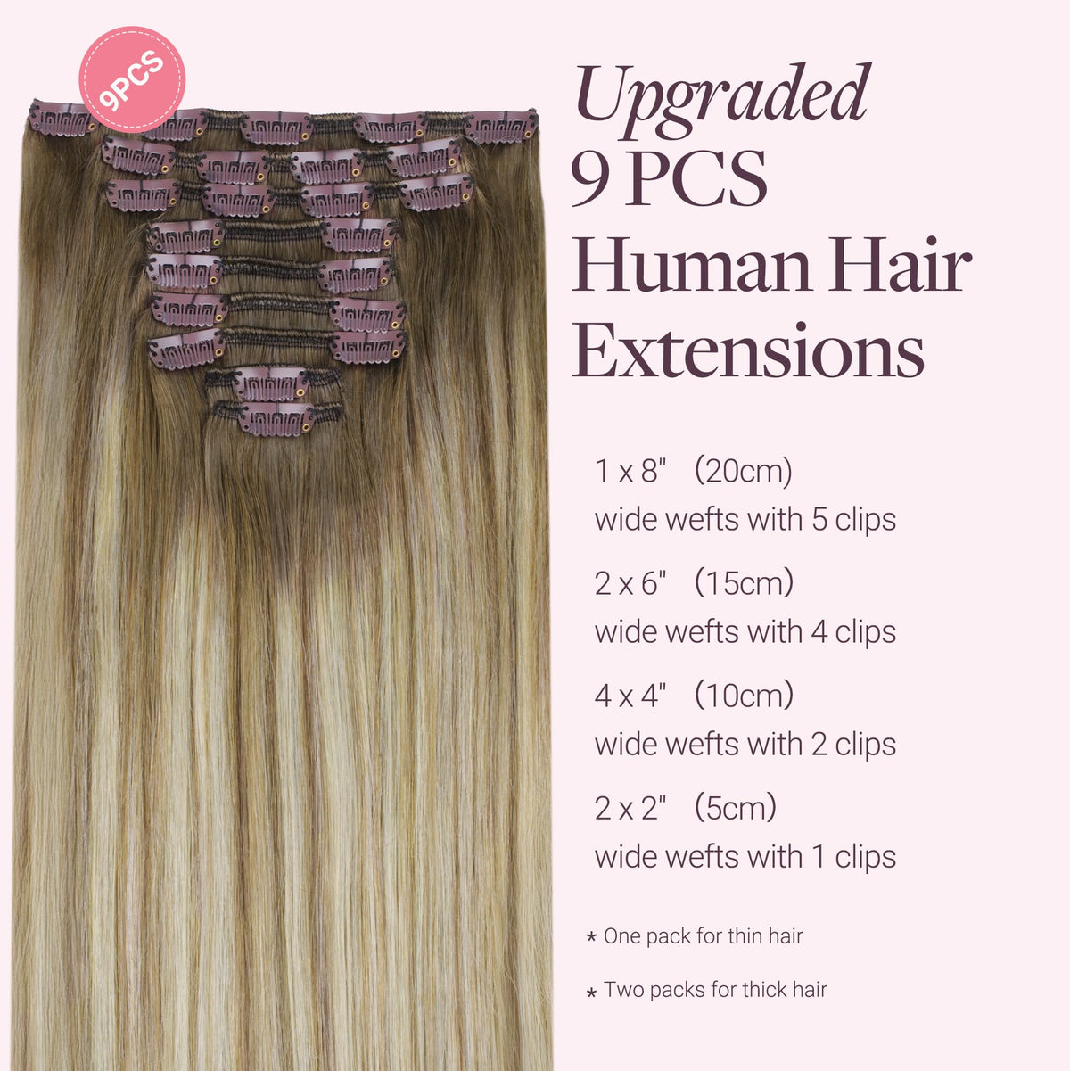 GOO GOO Clip in Hair Extensions packaging with color details