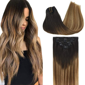 GOO GOO Clip in Hair Extensions showing clips and texture