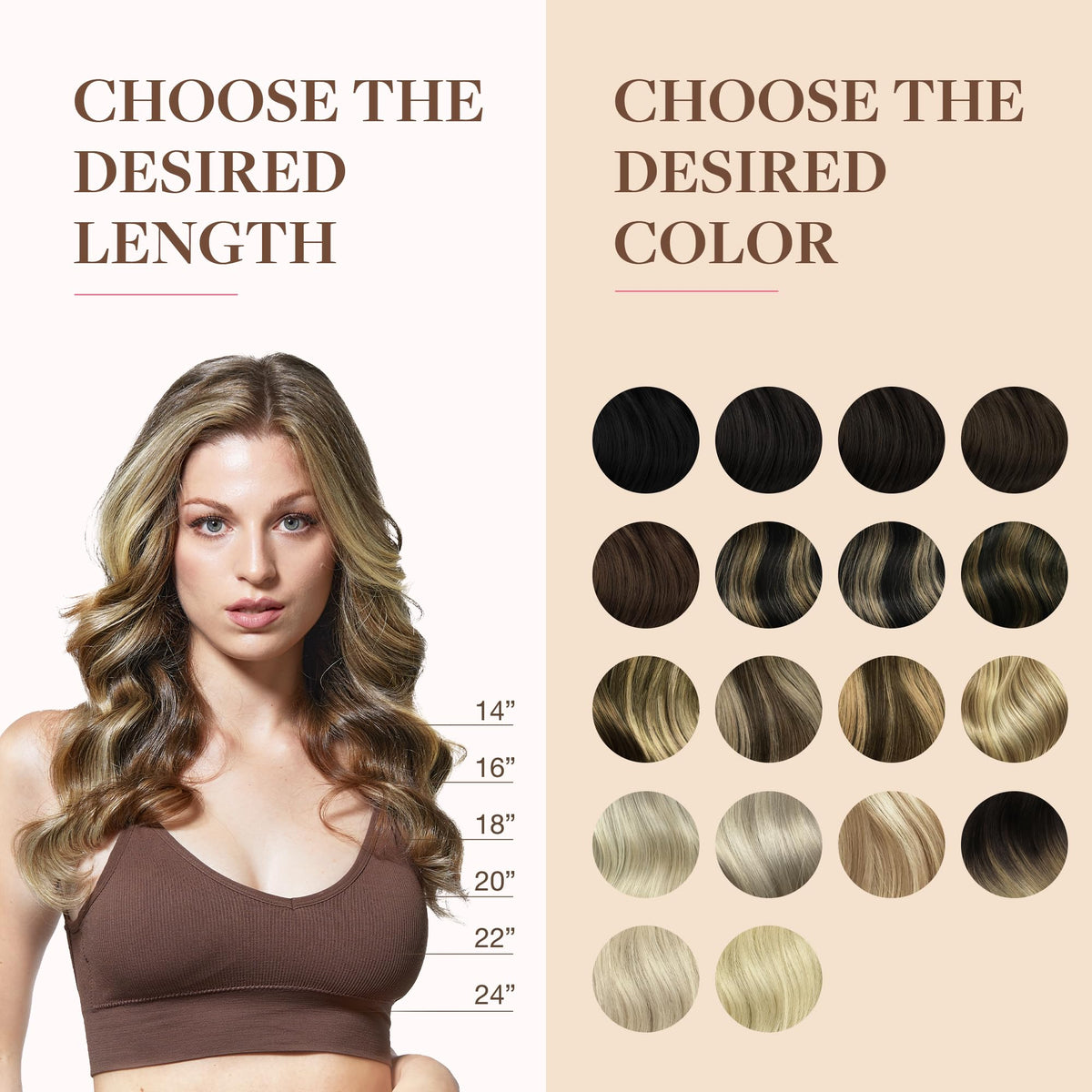 GOO GOO Clip in Hair Extensions showing colour variation