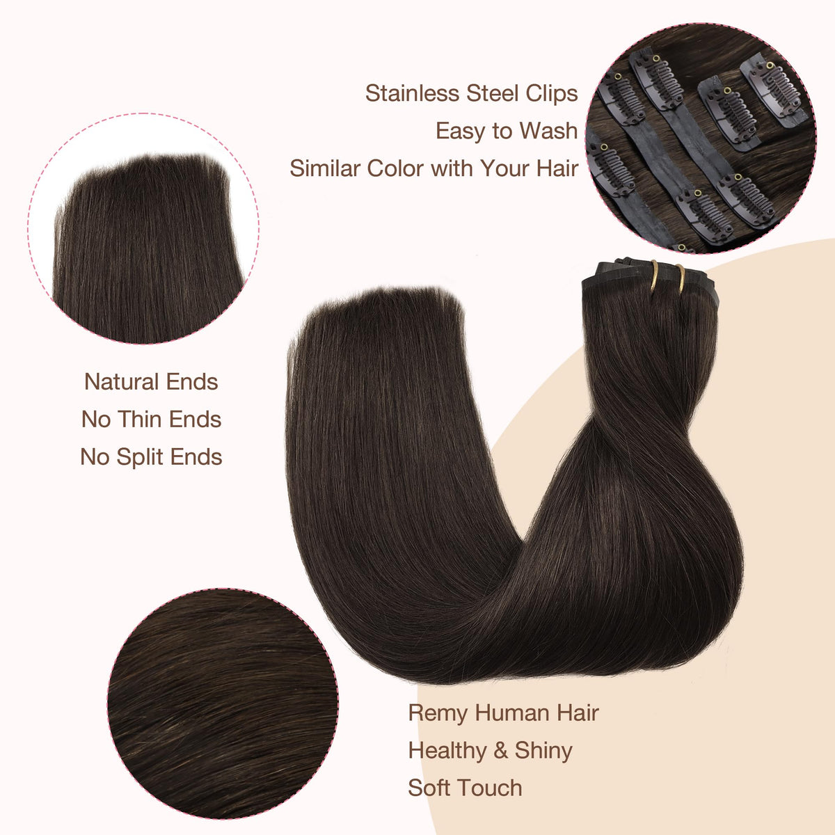 GOO GOO Clip in Hair Extensions showing natural texture