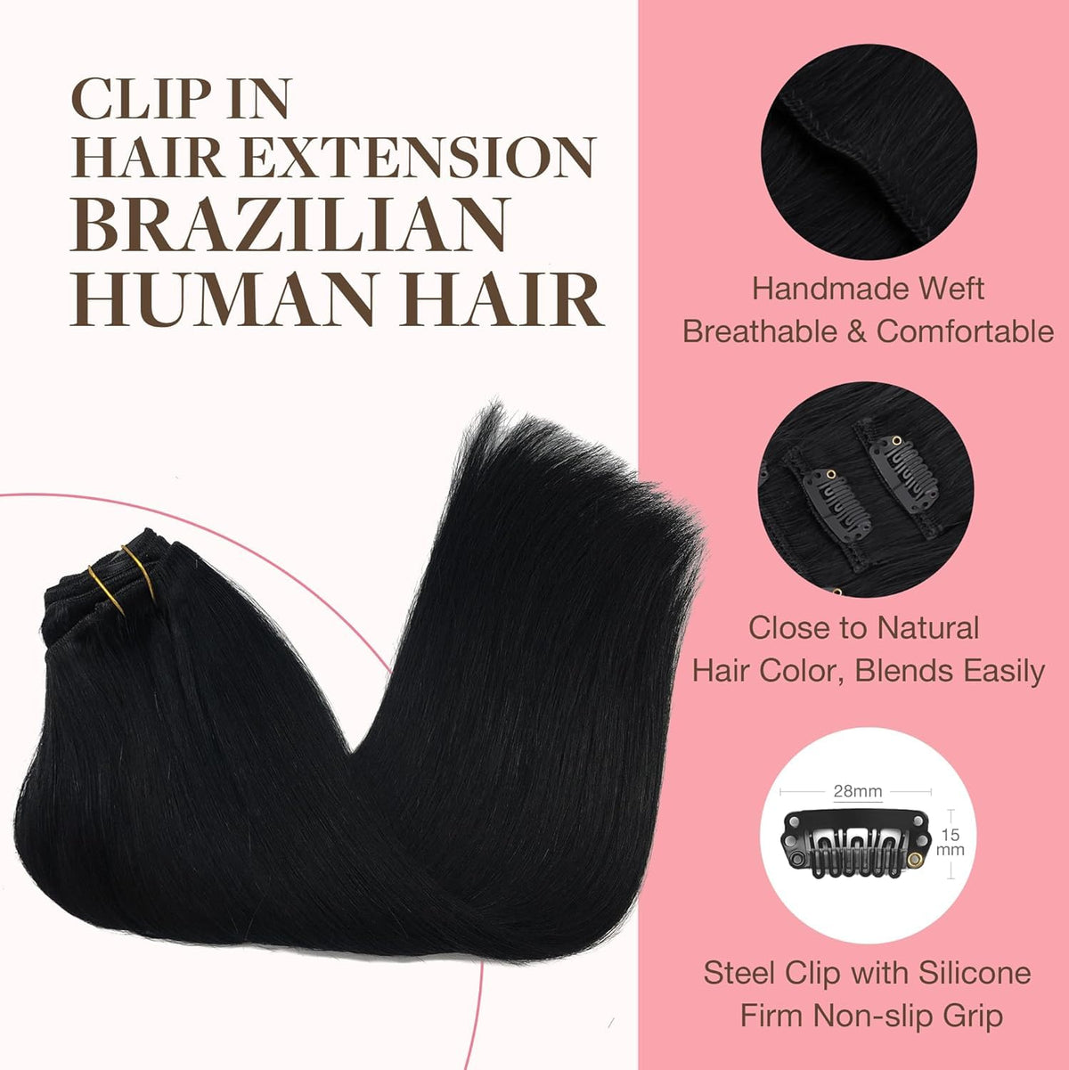 GOO GOO Clip in Hair Extensions showing smooth texture