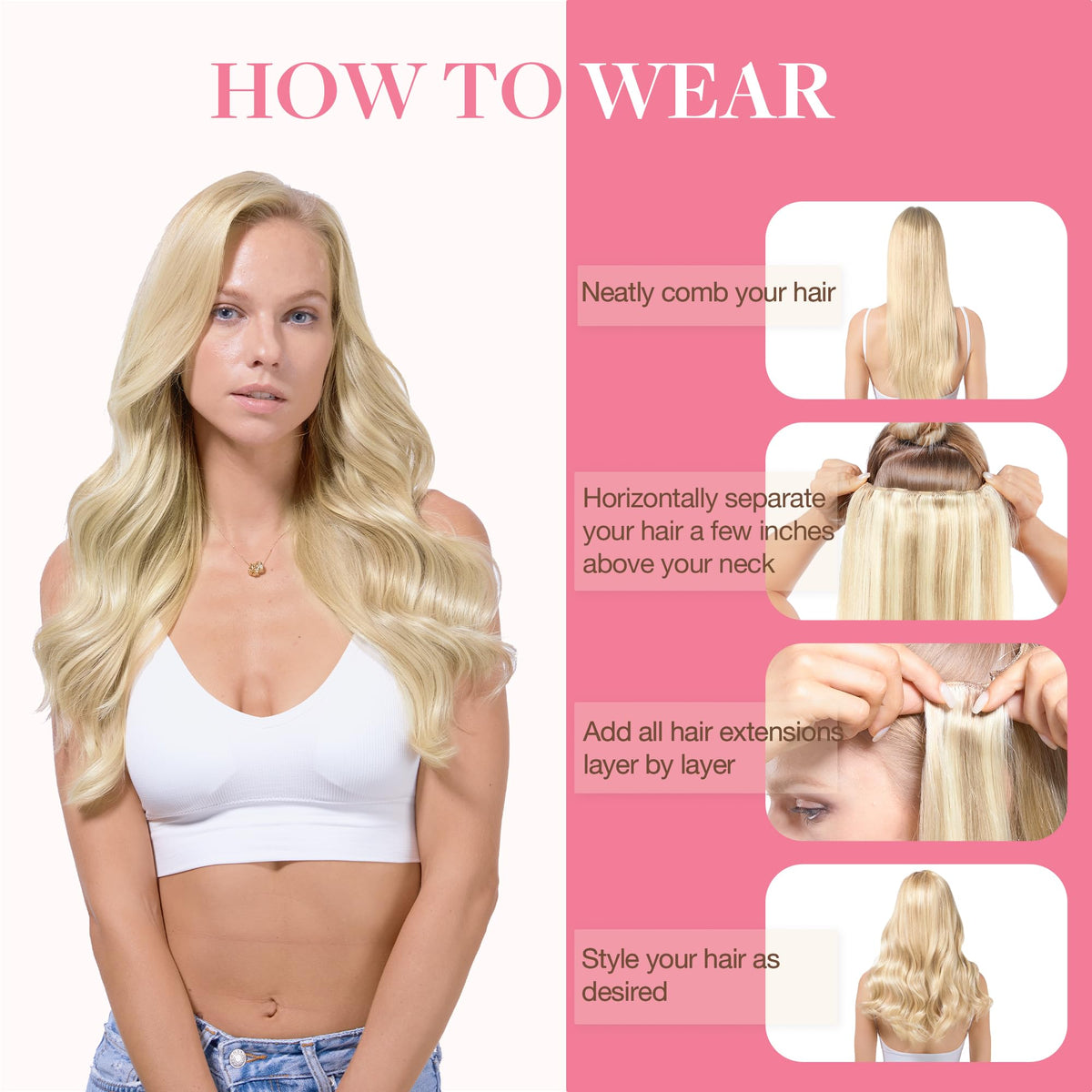 GOO GOO Clip in Hair Extensions showing texture
