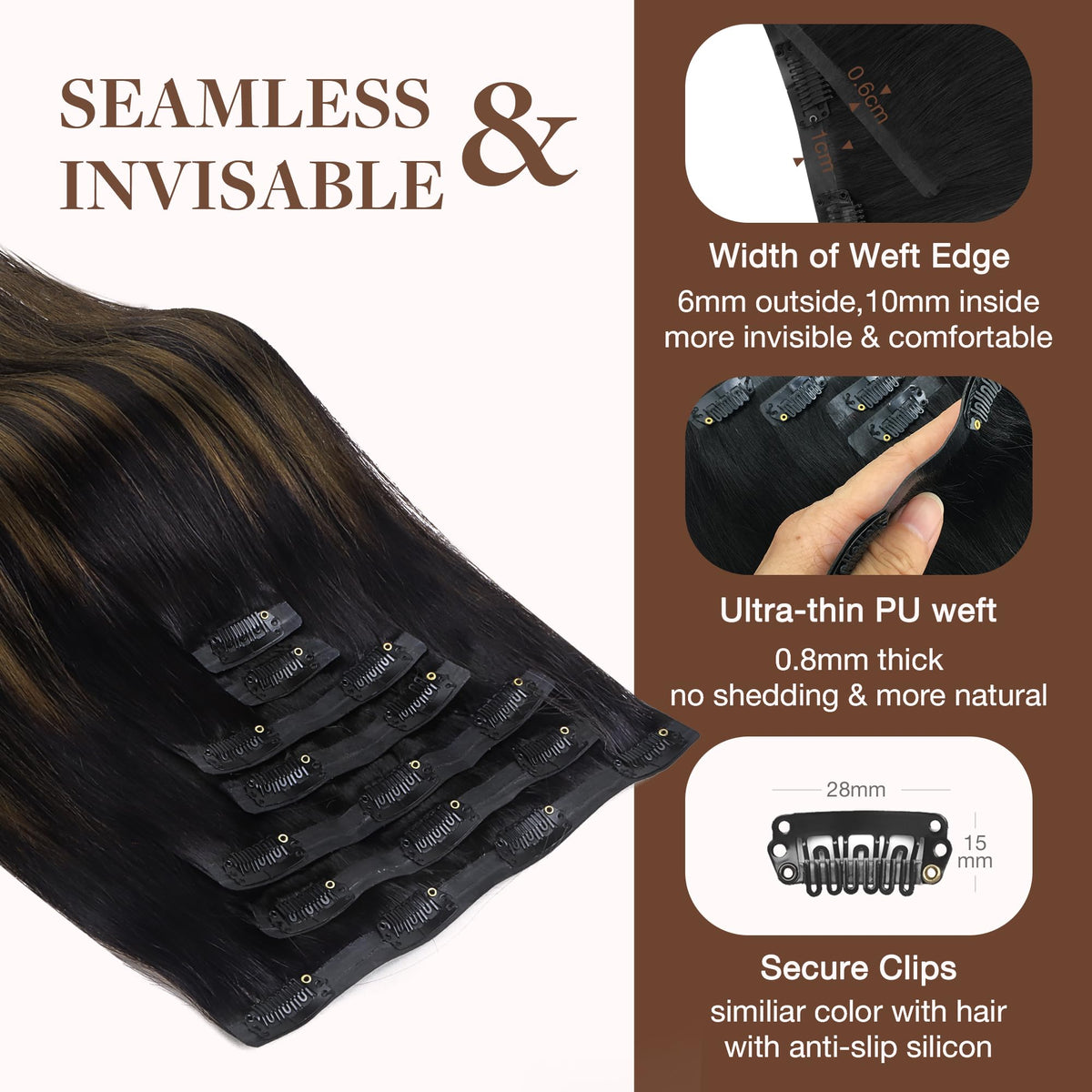 GOO GOO Clip in Hair Extensions styled on a mannequin