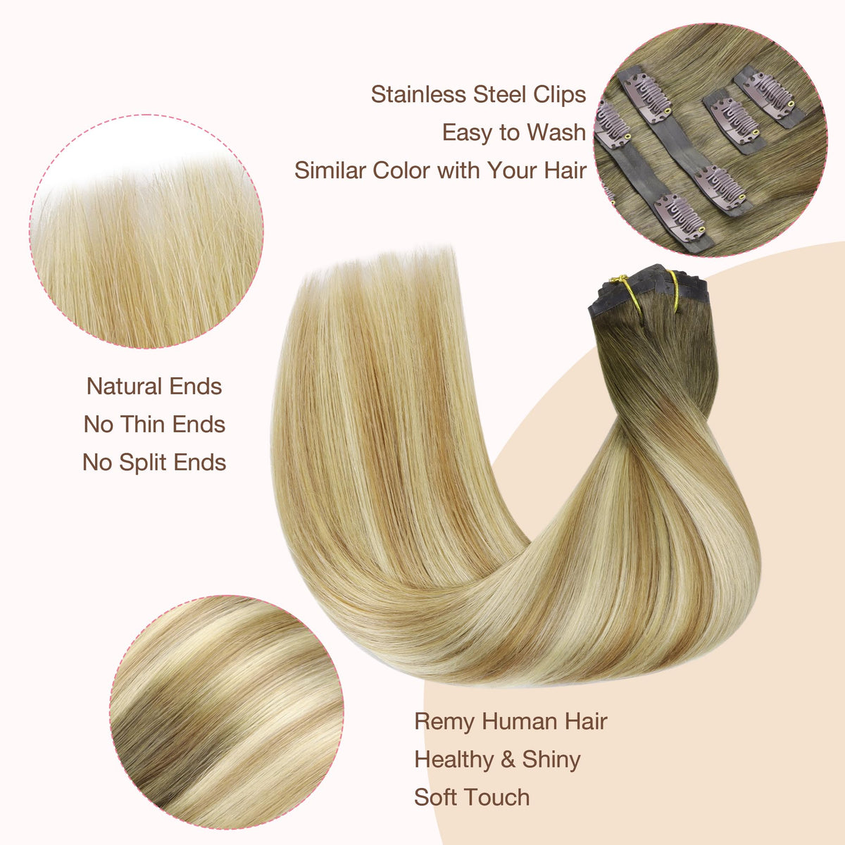 GOO GOO Clip in Hair Extensions styled with curls