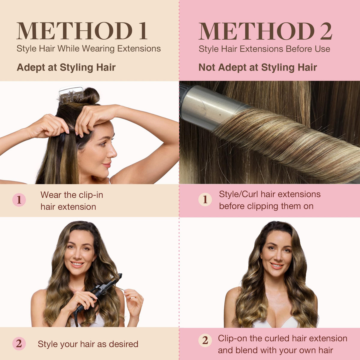 GOO GOO Clip in Hair Extensions with styling tools