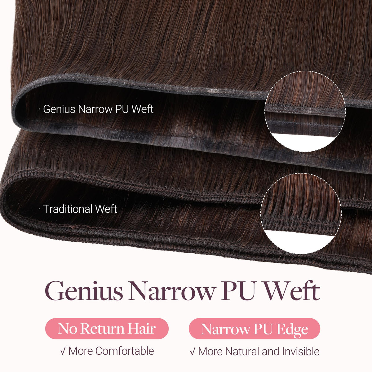 GOO GOO Genius PU Weft Hair Extensions close-up of texture