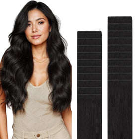 GOO GOO Genius Tape in Hair Extensions 14inch natural black front view