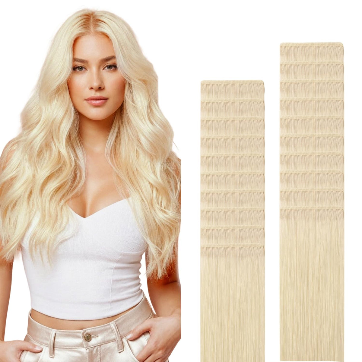 GOO GOO Genius Tape in Hair Extensions 60A Platinum Blonde front view