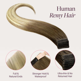 GOO GOO Genius Tape in Hair Extensions close-up of tape weft