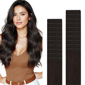 GOO GOO Genius Tape in Hair Extensions dark brown 14 inch front view