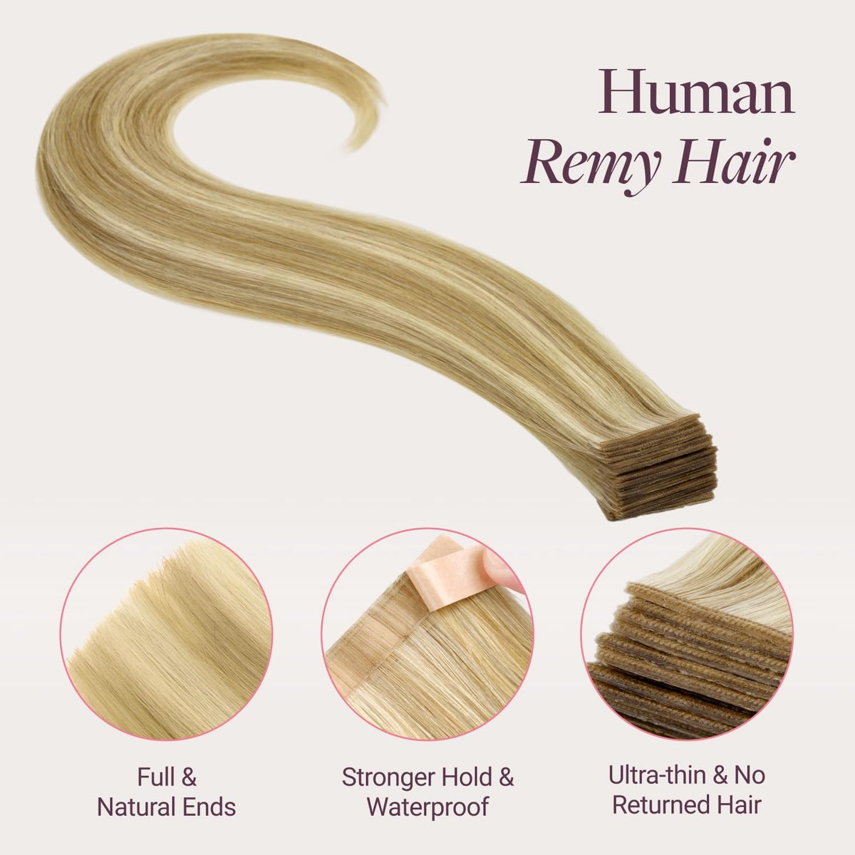 GOO GOO Genius Tape in Hair Extensions displayed on a model