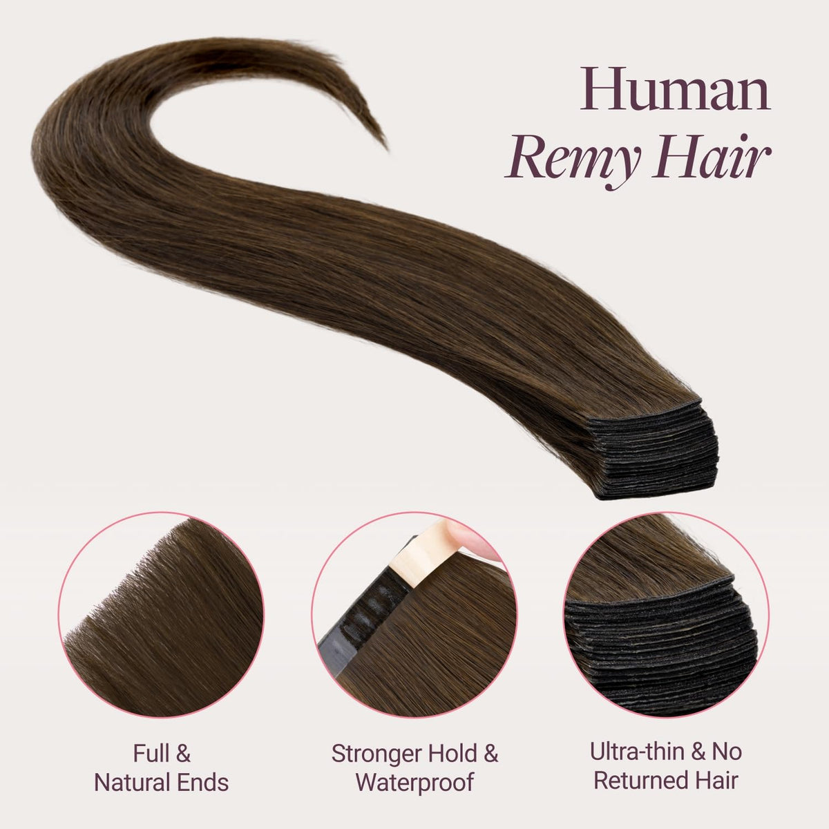 GOO GOO Genius Tape in Hair Extensions displayed on a model