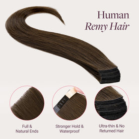GOO GOO Genius Tape in Hair Extensions displayed on a model