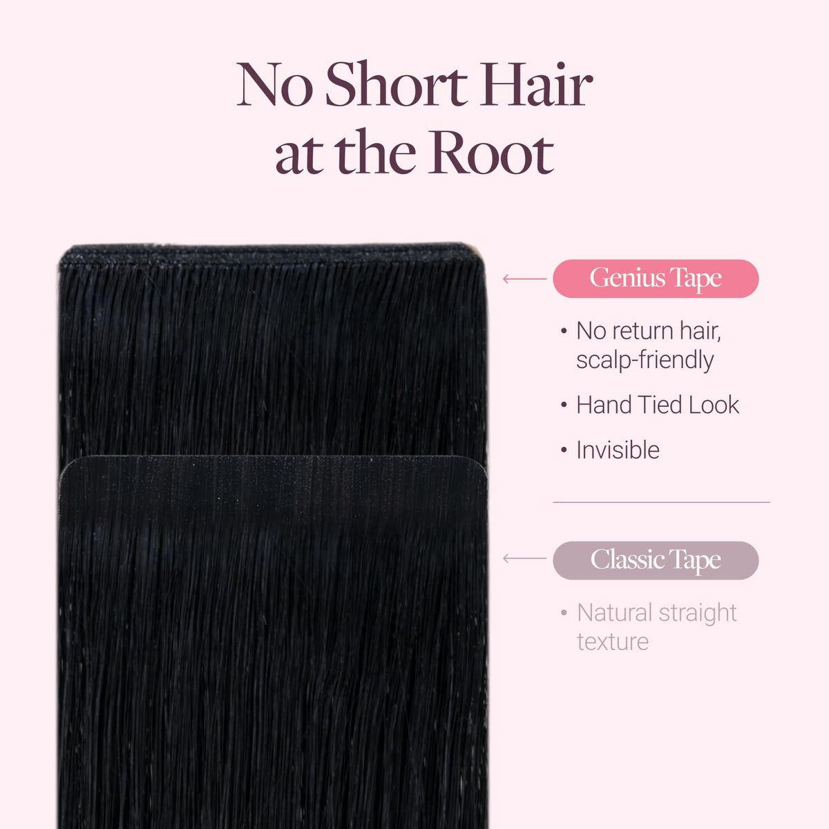 GOO GOO Genius Tape in Hair Extensions showing installation process