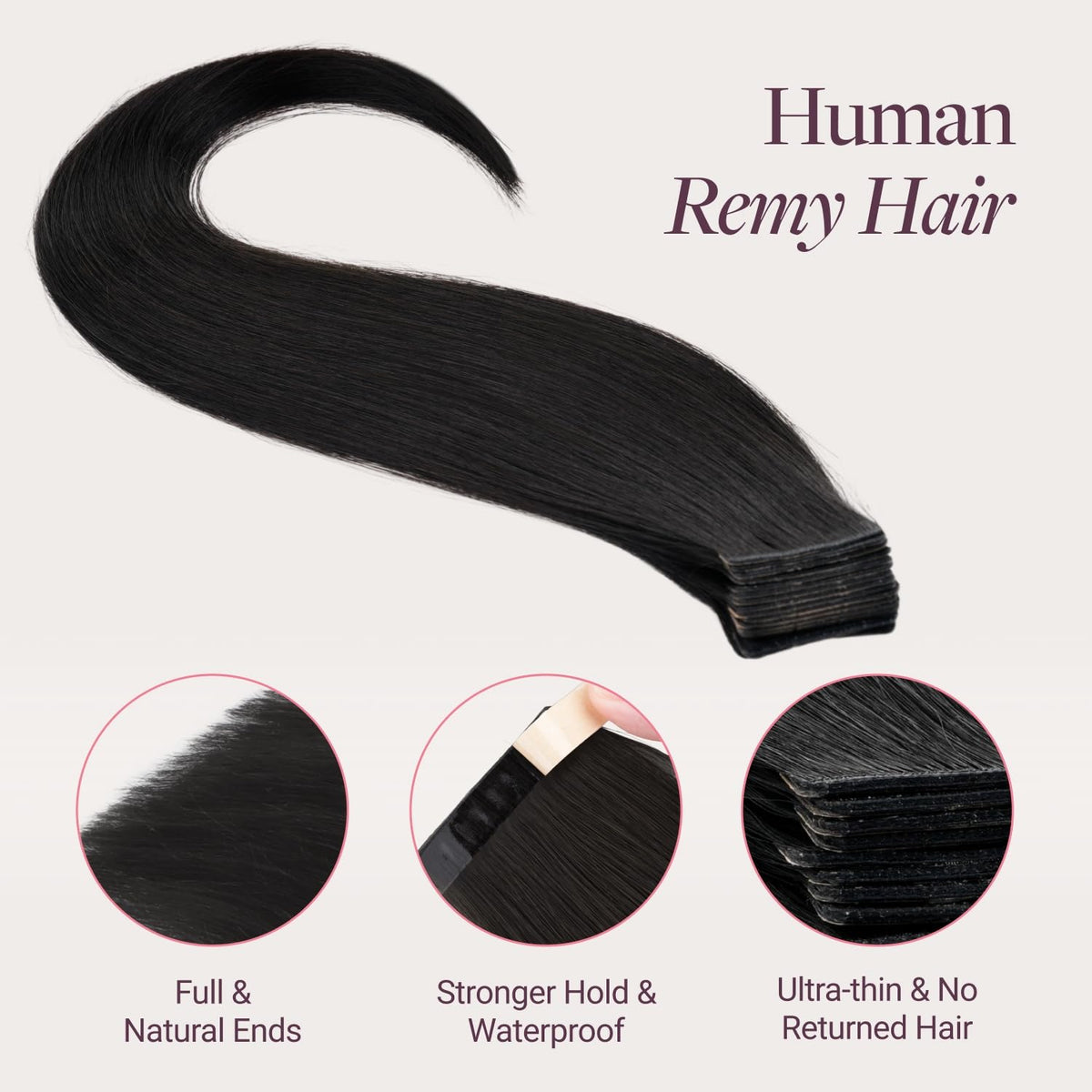 GOO GOO Genius Tape in Hair Extensions showing natural blend with hair