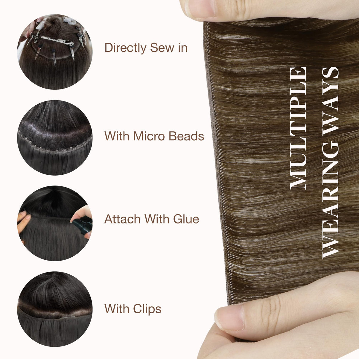 GOO GOO Genius Weft Hair Extensions displayed in various lengths