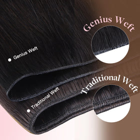GOO GOO Genius Weft Hair Extensions displayed on a model
