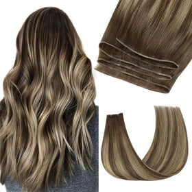 GOO GOO Genius Weft Hair Extensions front view, showing natural blend