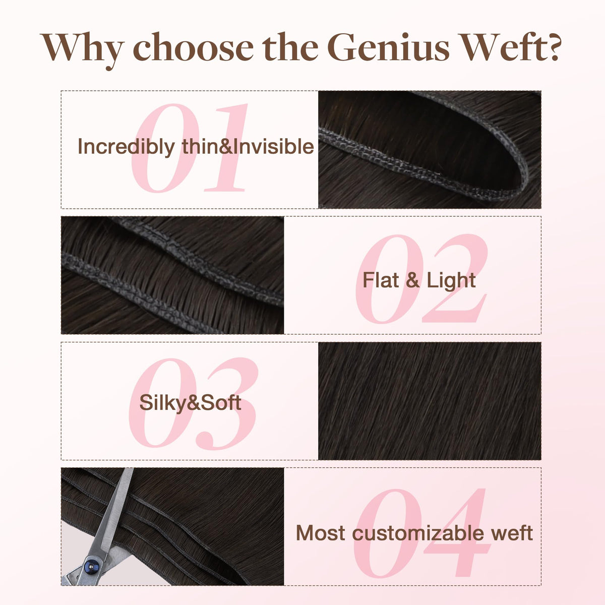 GOO GOO Genius Weft Hair Extensions in a hair care setting
