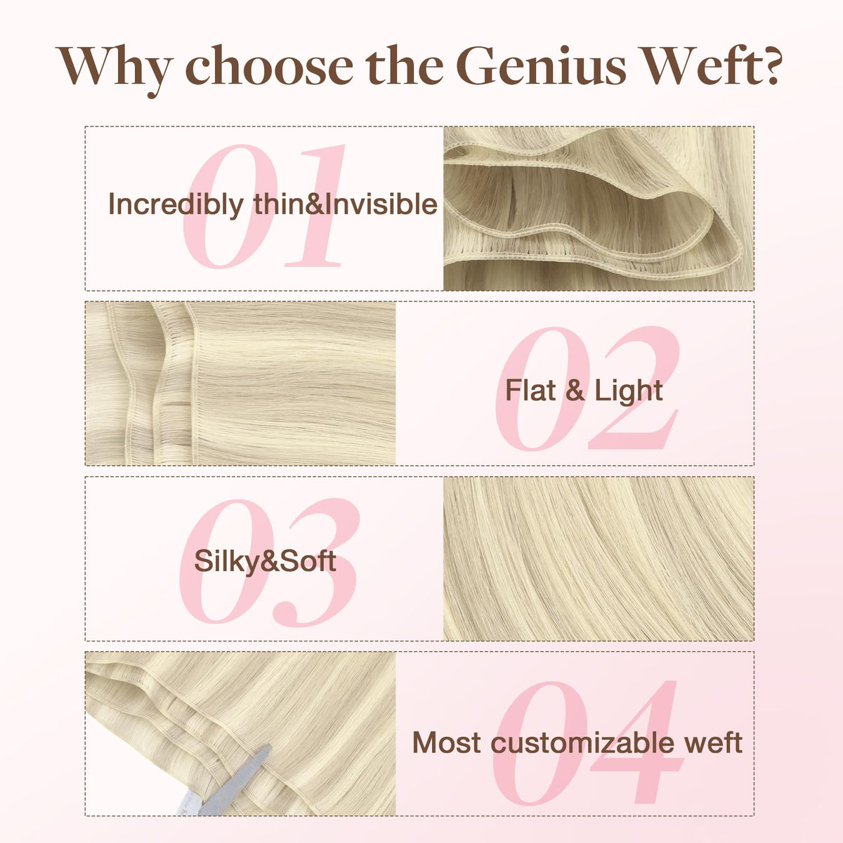GOO GOO Genius Weft Hair Extensions in different lengths