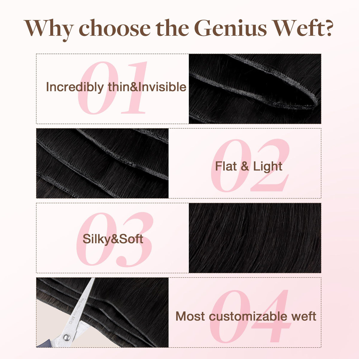 GOO GOO Genius Weft Hair Extensions in different lengths