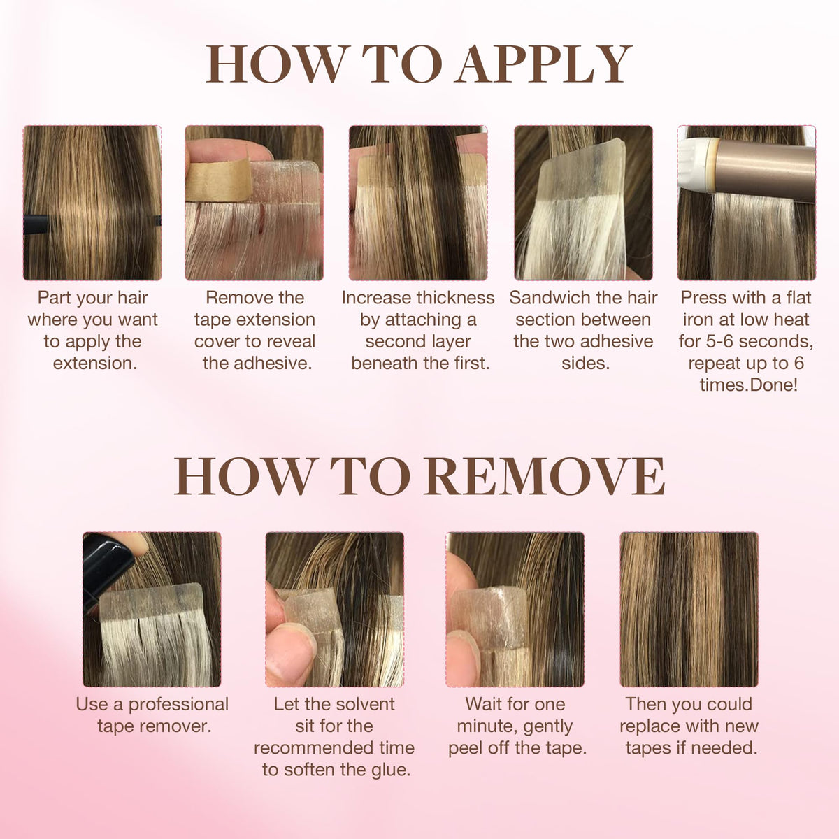 GOO GOO Hair Extension Tape 1.6 x 0.3 inches size reference