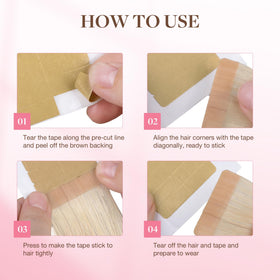 GOO GOO Hair Extension Tape Tabs displayed with hair extensions