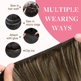 GOO GOO Hair Extensions displayed with styling tools