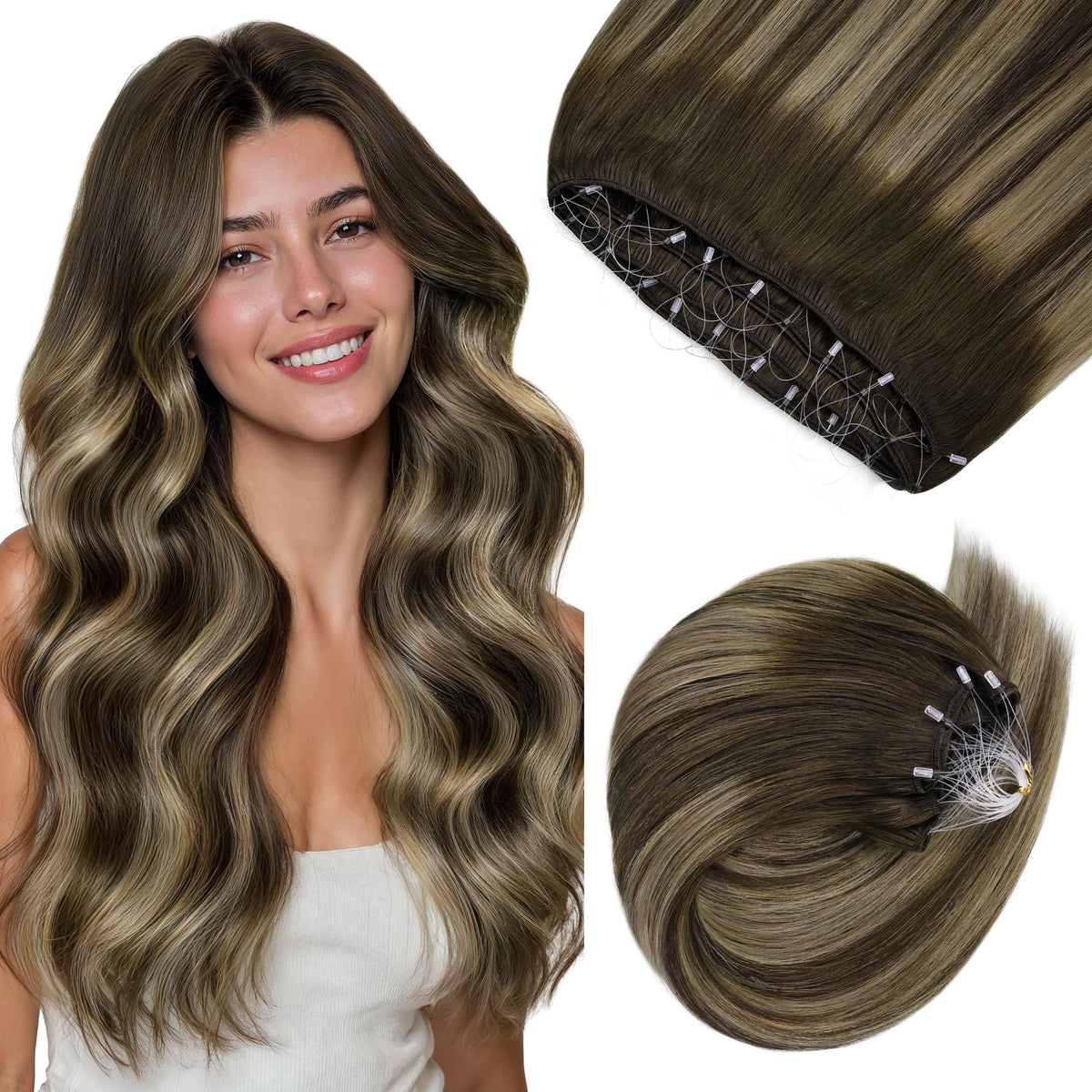 GOO GOO Micro Beaded Weft Hair Extensions 160g front view