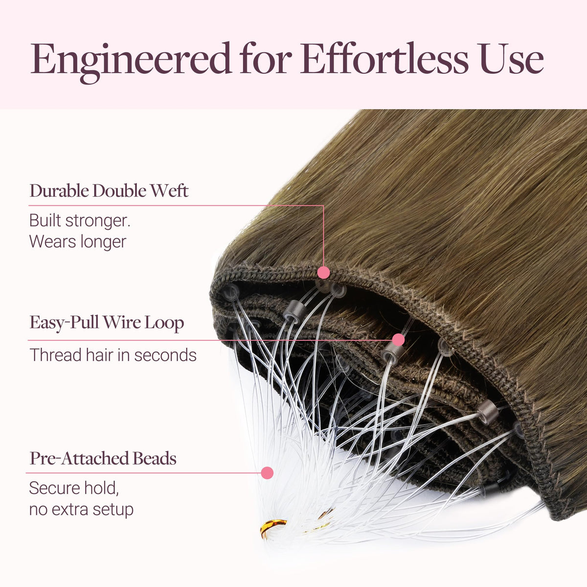 GOO GOO Micro Beaded Weft Hair Extensions close-up of micro beads