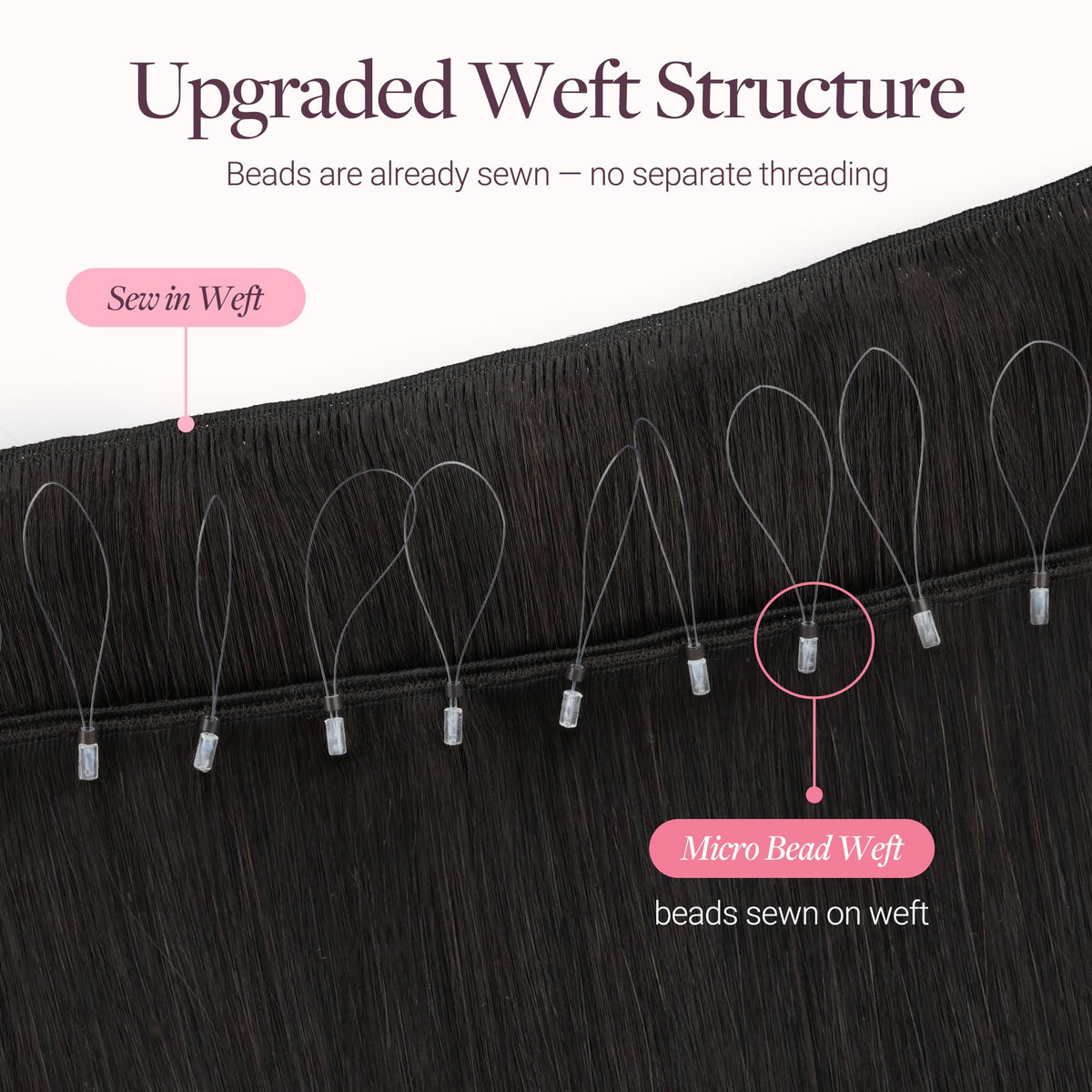 GOO GOO Micro Beaded Weft Hair Extensions in natural light
