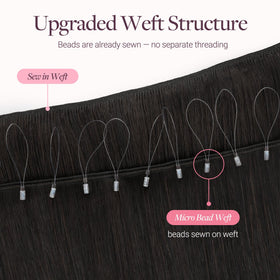 GOO GOO Micro Beaded Weft Hair Extensions in natural light